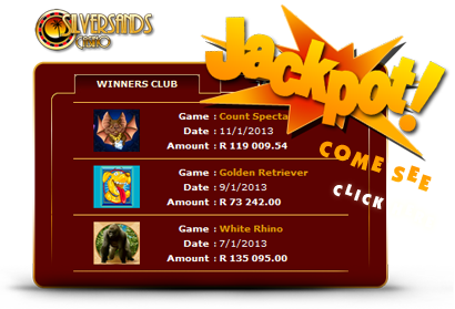 Top Jackpots at Silversands Casino.